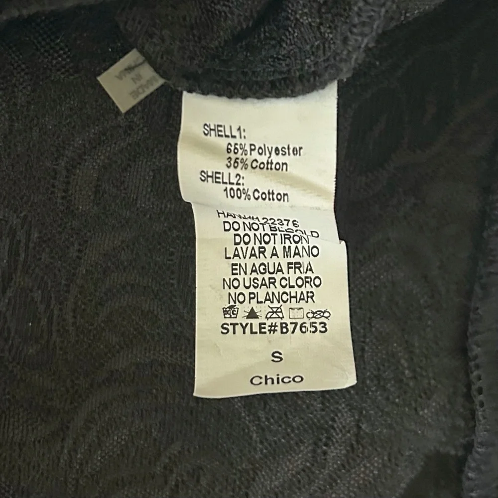 StyleMint Black Textured Floral Bomber Jacket Snap Front Round Neck Size S - Picture 7 of 9